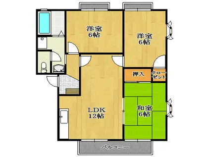 プレステージ大美野(3LDK/2階)の間取り写真