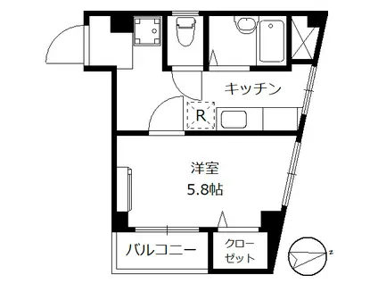 メイプルハイツ(1K/2階)の間取り写真