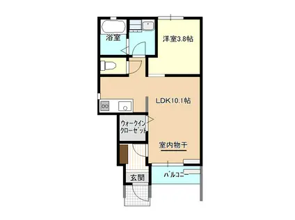 レトワールII A(1LDK/1階)の間取り写真