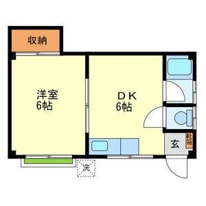ナカネマンション(1DK/2階)の間取り写真