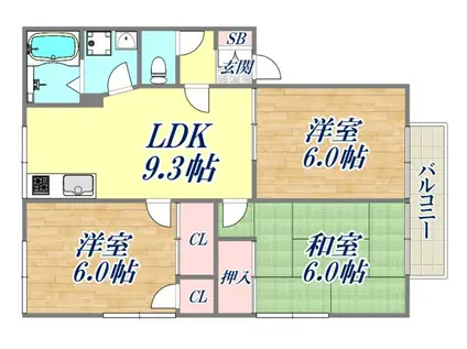 ネオアーバンコートー(3LDK/1階)の間取り写真