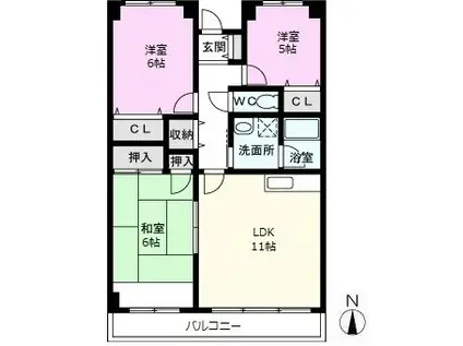 アヴニール戸田(3LDK/3階)の間取り写真