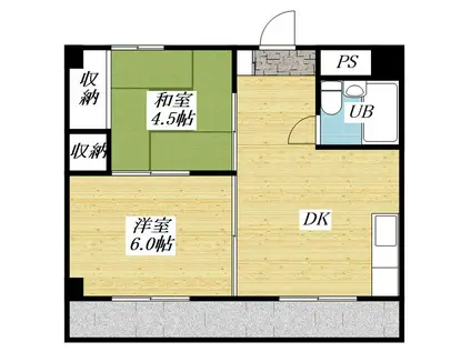 サンヒルズ(2DK/1階)の間取り写真
