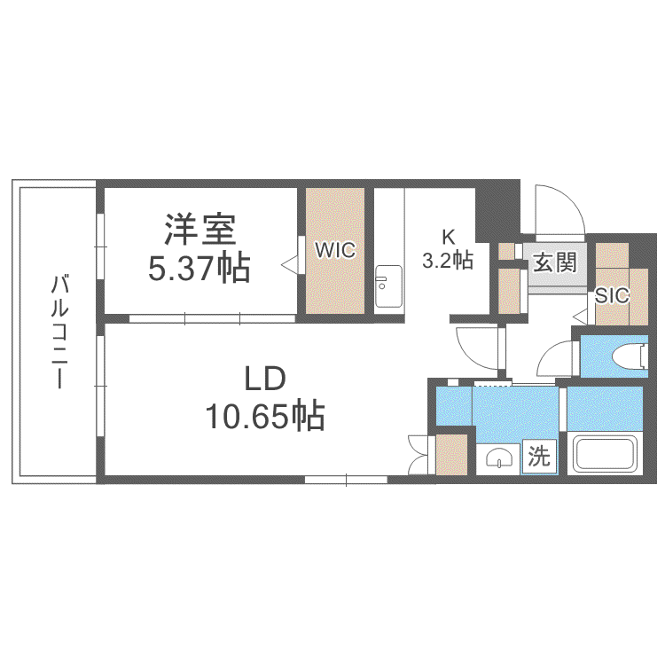 QUADOR CONTIGO高宮(1LDK/4階)の間取り写真