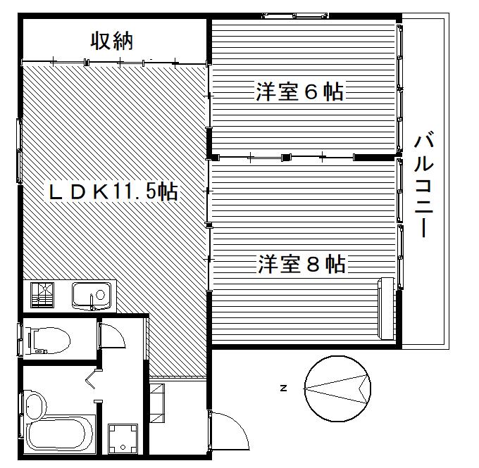 アンシャンテA(2LDK/1階)の間取り写真