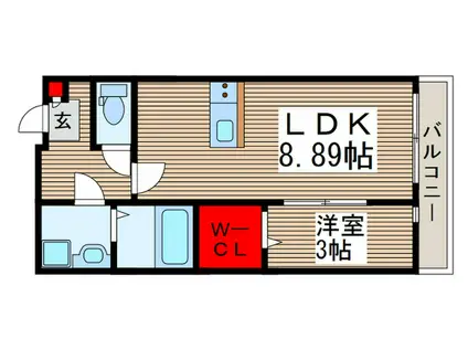 コンフォルタ清瀬(1LDK/2階)の間取り写真
