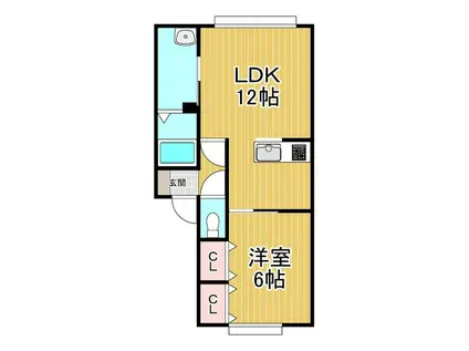 エルフレア(1LDK/2階)の間取り写真