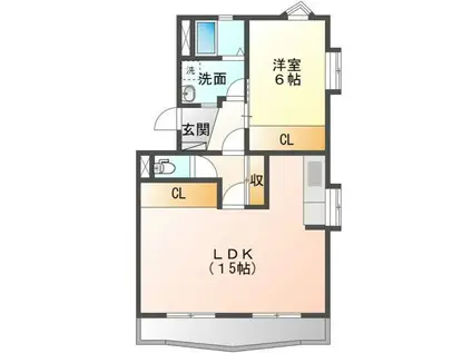 堂坂マンション(1LDK/1階)の間取り写真
