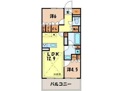 OPEN RESIDENCIA SHIM-MAEBASHI(2LDK/7階)の間取り写真
