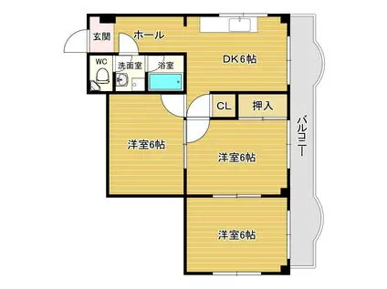 第二岡本ハイツ(3DK/2階)の間取り写真