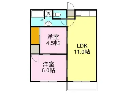 メゾンフジオカ B(2LDK/2階)の間取り写真