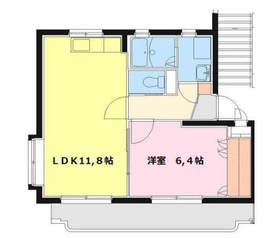 日高ハイツⅡ(1LDK/2階)の間取り写真