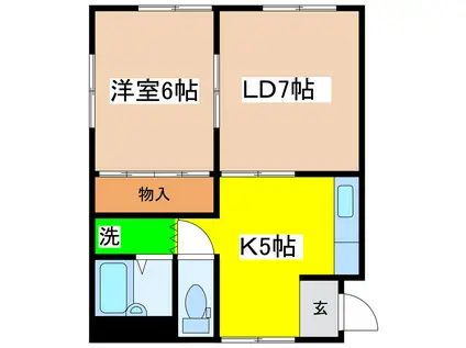 コーポ楽(1LDK/2階)の間取り写真