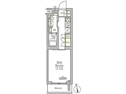 アークマーク南品川(1K/4階)の間取り写真