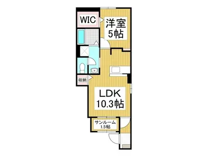 トランスミットIII(1LDK/1階)の間取り写真