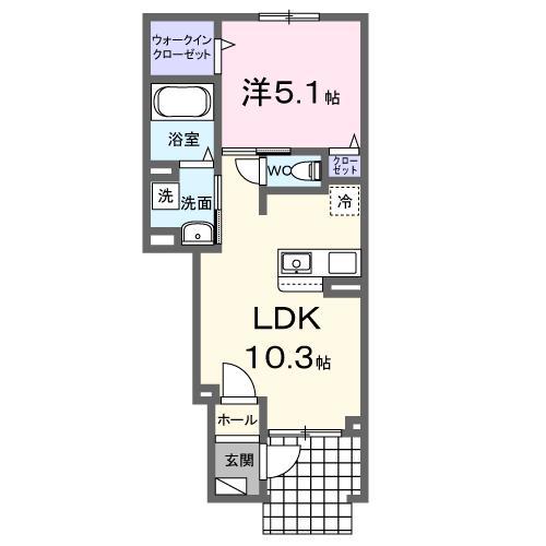 ブリッサ砂川S I(1LDK/1階)の間取り写真