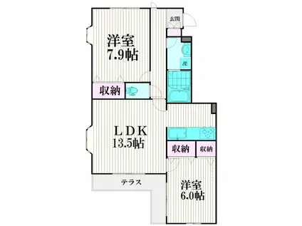 センターハイツ池田山(2LDK/1階)の間取り写真