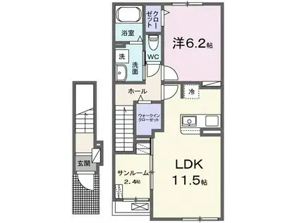 カミゼン 豊川(1LDK/2階)の間取り写真