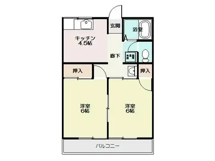 リ・ジュアンA棟(2DK/2階)の間取り写真