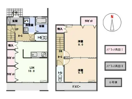 メゾネット高田I(2LDK/1階)の間取り写真