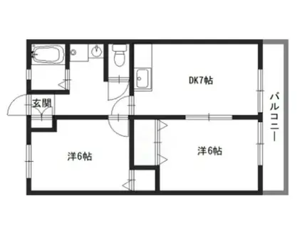 サンシティ宮前(2DK/1階)の間取り写真