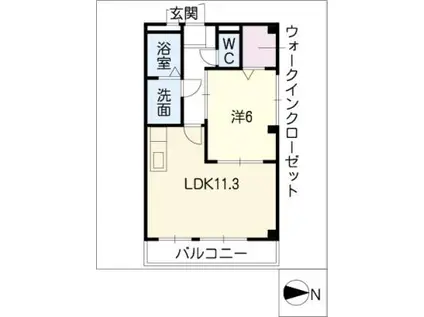 グランテージ北島(1LDK/1階)の間取り写真