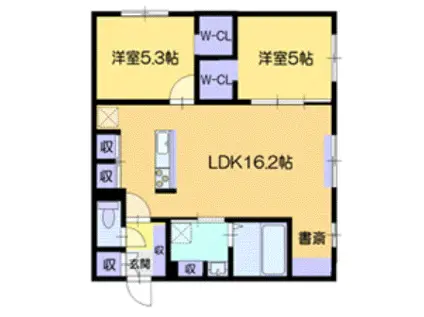 ネコフィーノ・ラボ(2LDK/1階)の間取り写真