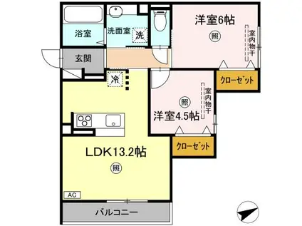 PREMIER矢賀(2LDK/2階)の間取り写真