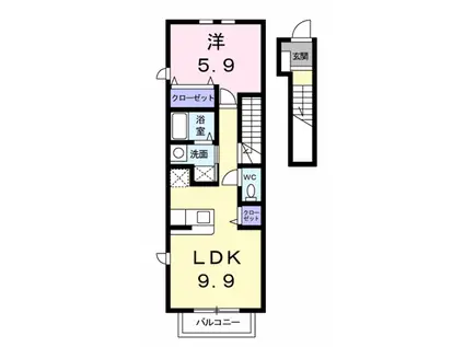 リーベI(1LDK/2階)の間取り写真