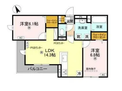 D-RESIDENCE桜井 3F(2LDK/3階)の間取り写真