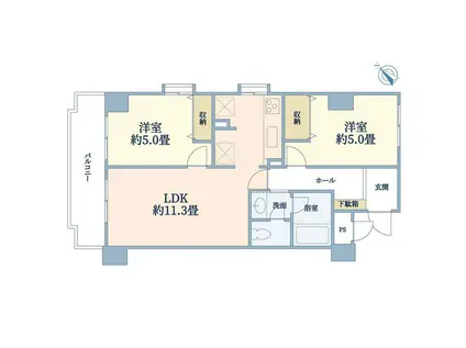 千光前ハイム(2LDK/3階)の間取り写真