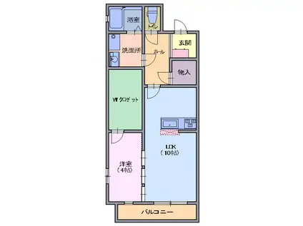 ブレイン鶴賀(1LDK/4階)の間取り写真
