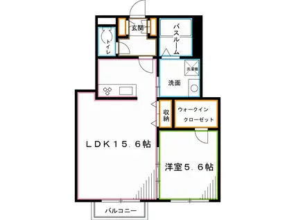 GRANDVERT(1LDK/2階)の間取り写真