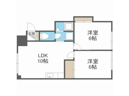 アルコン5・3A(2LDK/1階)の間取り写真