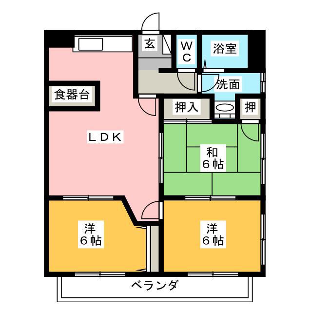 セーフティメゾン新富士(3LDK/2階)の間取り写真