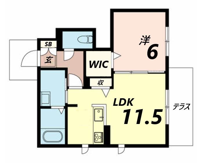 メゾンドクレール(1LDK/1階)の間取り写真