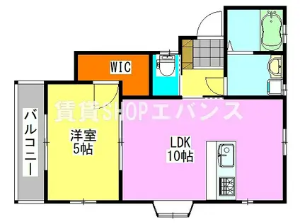 フローリッシュ東船橋(1LDK/2階)の間取り写真