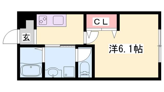 リープラス御着駅前II(1K/2階)の間取り写真