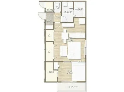 GLANZ COURT JOHN 立花町(1LDK/1階)の間取り写真