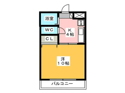 ラクシュリー祝田(1K/2階)の間取り写真