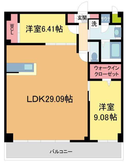 プレジオ西宮北口(2LDK/3階)の間取り写真