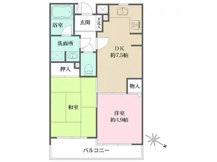 板橋本町グリーンパーク(2DK/4階)の間取り写真