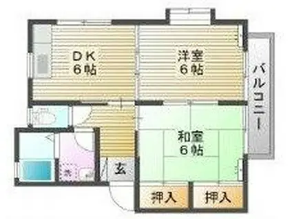 コアK C棟(2DK/1階)の間取り写真