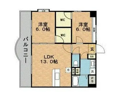 GRAVITY(2LDK/6階)の間取り写真