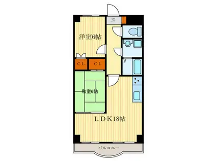 グレイスヴィラ阿部(2LDK/9階)の間取り写真
