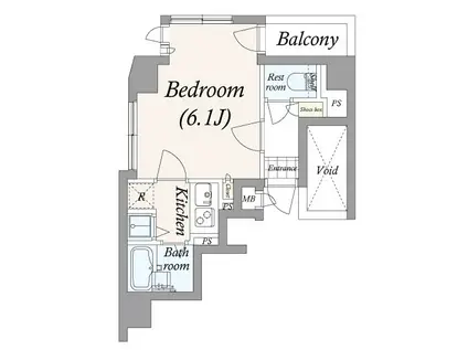 菱和パレス高輪タワー(1K/12階)の間取り写真