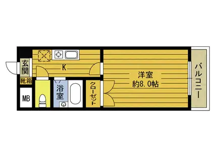 インテリジェントコーポNO10(1K/7階)の間取り写真