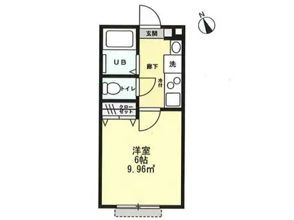 リヴェール幸手(1K/2階)の間取り写真