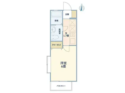 ウェルカーサ(1K/1階)の間取り写真