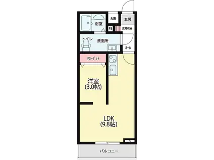 MARUSHO国府多賀城(1LDK/2階)の間取り写真